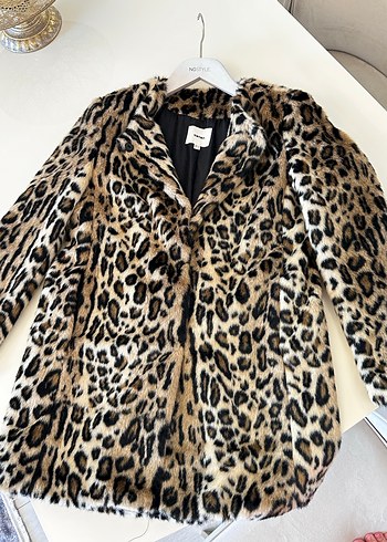 Leopar Desenli Kadın Suni Kürk Midi Ceket - Görsel 5