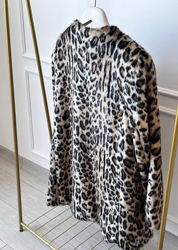 Leopar Desenli Kadın Suni Kürk Midi Ceket - Görsel 7