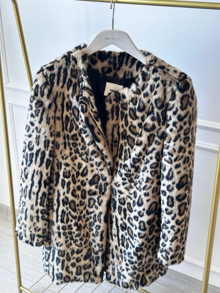 Leopar Desenli Kadın Suni Kürk Midi Ceket - Görsel 2