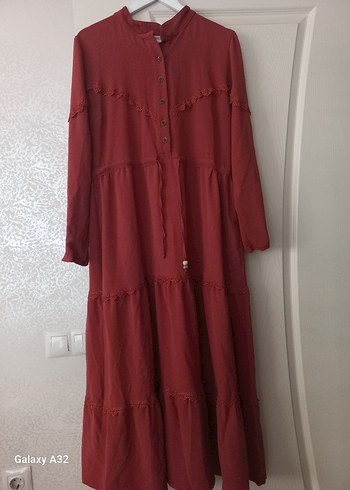 Taba bohem uzun kollu elbise - Görsel 3