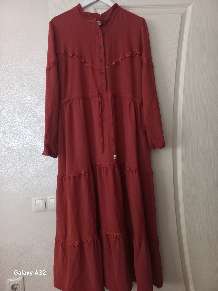 Taba bohem uzun kollu elbise - Görsel 3