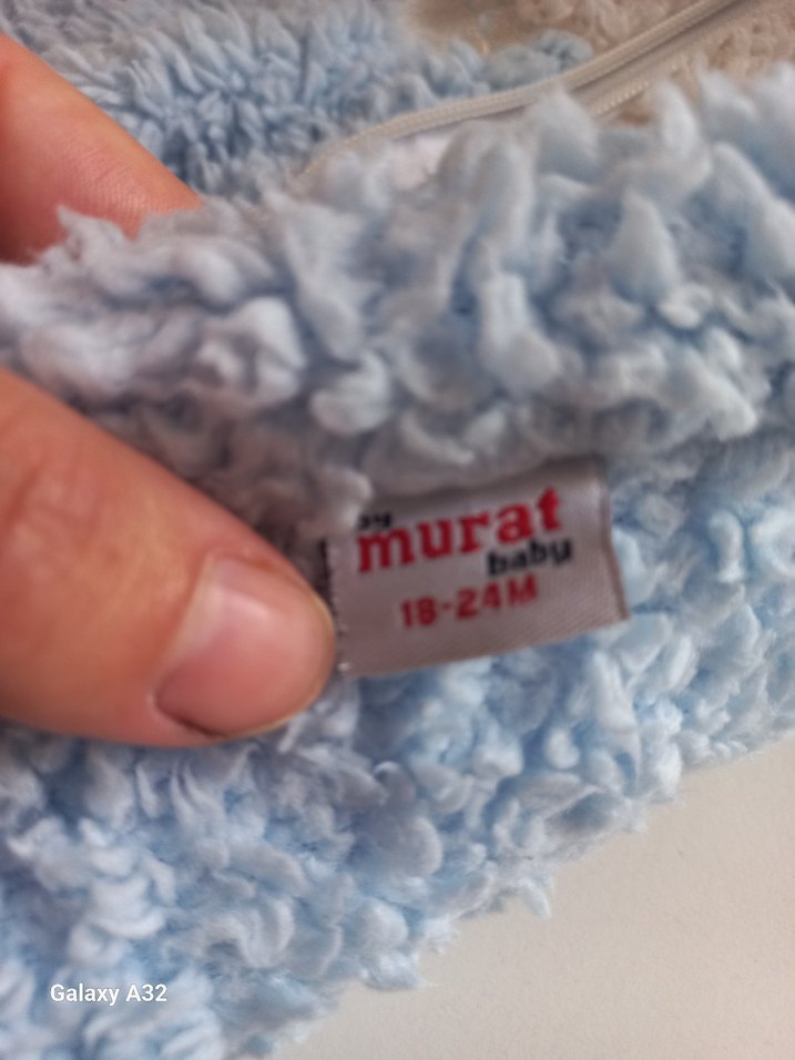 Mavi Peluş Erkek Bebek Tulumu Kulaklı - Görsel 3