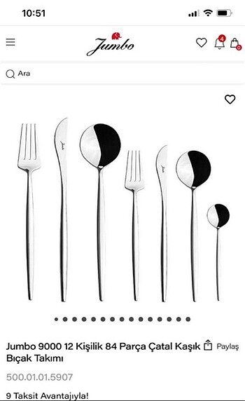 Jumbo çatal kaşık bıçak takımı