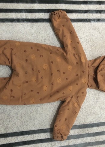 Unisex Kürklü Kahverengi Bebek Tulum - Görsel 5