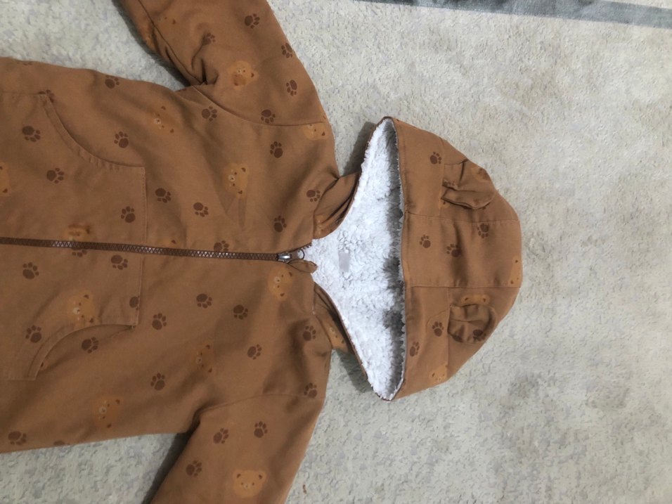 Unisex Kürklü Kahverengi Bebek Tulum - Görsel 2