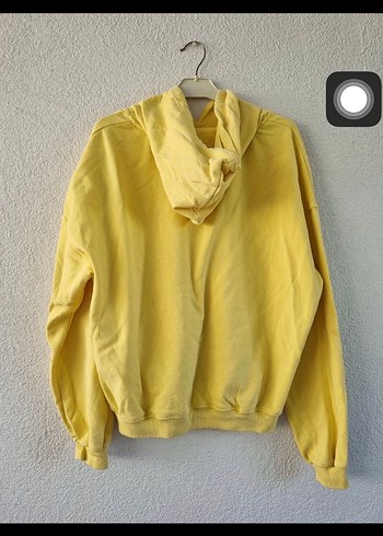 m Beden Sarı Kadın Sweatshirt Kapüşonlu Salaş Kesim