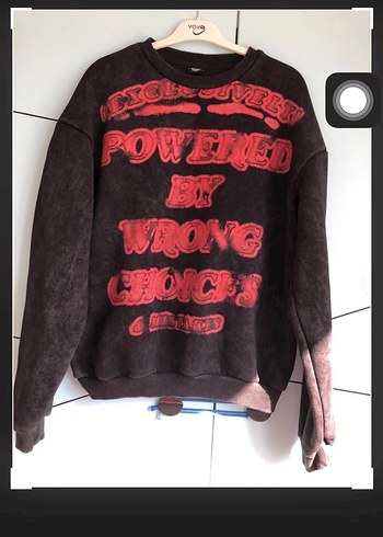 Kahverengi Oversize Baskılı Sweatshirt