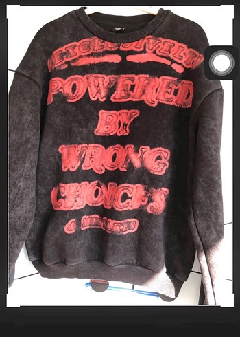 Zara Kahverengi Oversize Baskılı Sweatshirt