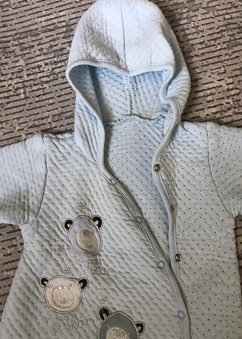 Gri Nakışlı Örgü Bebek Tulumu - Görsel 3