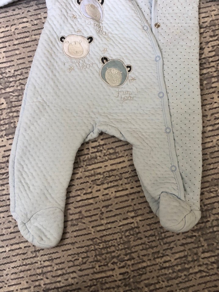 Gri Nakışlı Örgü Bebek Tulumu - Görsel 5