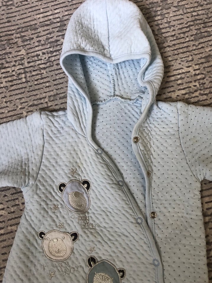 Gri Nakışlı Örgü Bebek Tulumu - Görsel 3