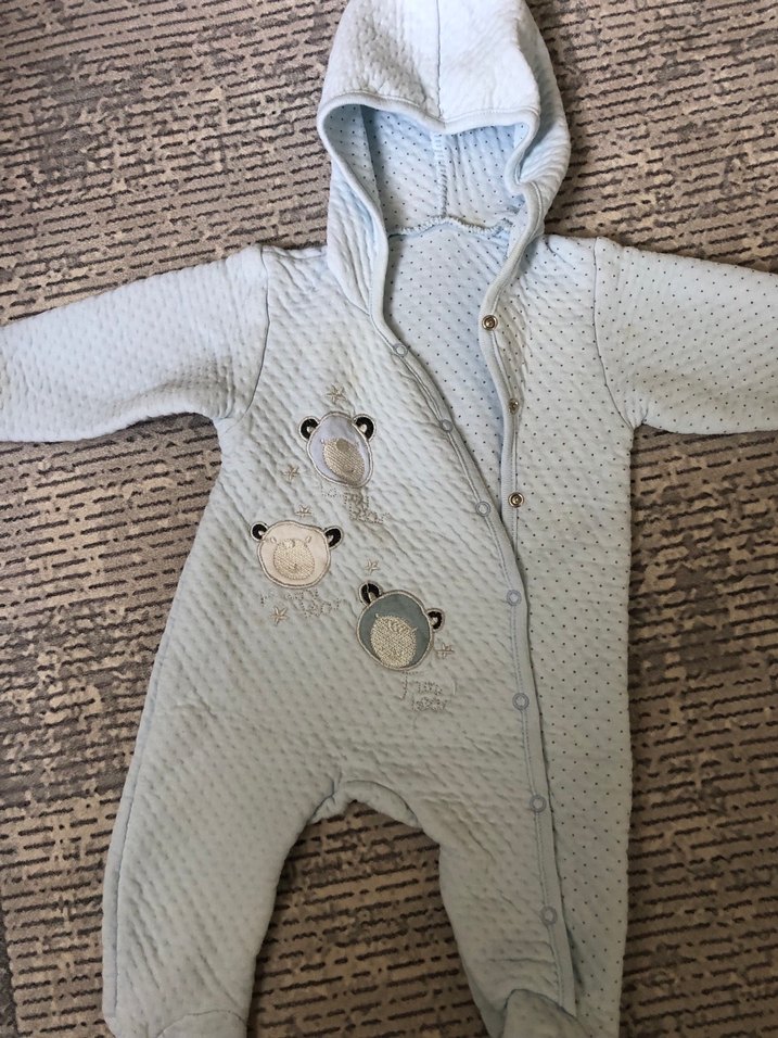 Gri Nakışlı Örgü Bebek Tulumu - Görsel 2