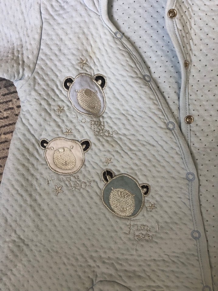 Gri Nakışlı Örgü Bebek Tulumu - Görsel 4