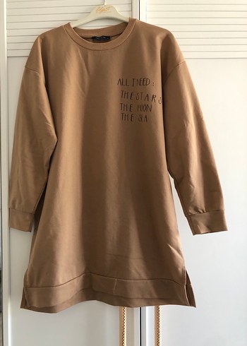 LC Waikiki Bej Uzun Kollu Rahat Kesim Midi Tunik