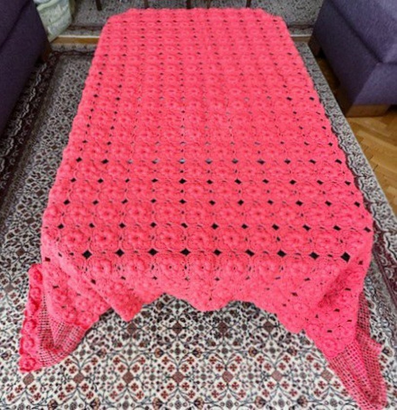 Tığ işi yatak örtüsü, çift kişilik - Görsel 3