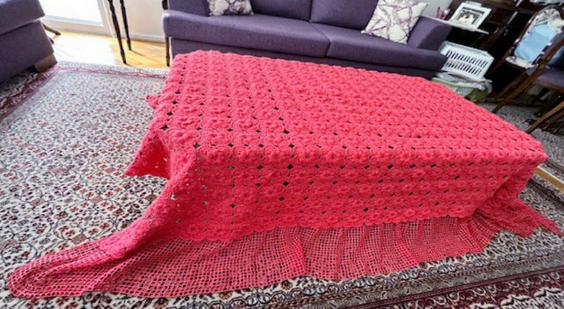 Tığ işi yatak örtüsü, çift kişilik - Görsel 2