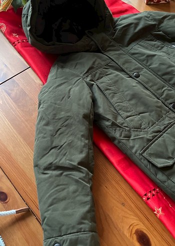 Erkek Çocuk yeşil koyu Düğmeli Kaban - Görsel 3