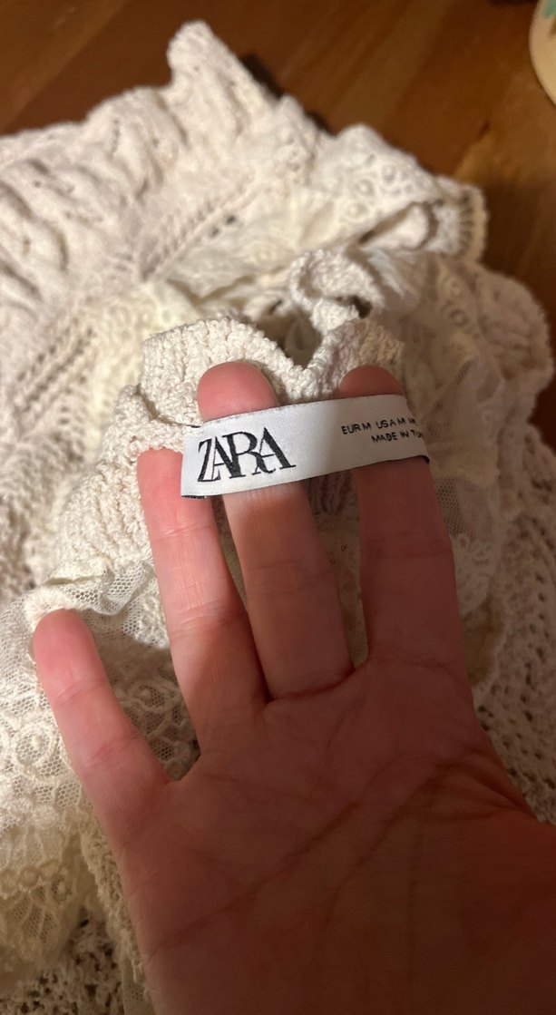 Bohem V Yakalı Nakışlı Beyaz Örgü Kazak - Görsel 5