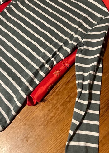 Gri Çizgili uzun kollu erkek çocuk Tişört - Görsel 4