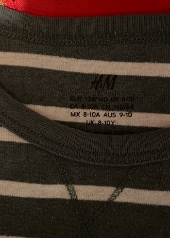 Gri Çizgili uzun kollu erkek çocuk Tişört - Görsel 2