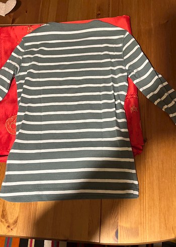 Gri Çizgili uzun kollu erkek çocuk Tişört - Görsel 3