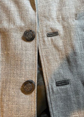 Gri Keten Düğmeli Erkek Yelek - Görsel 2