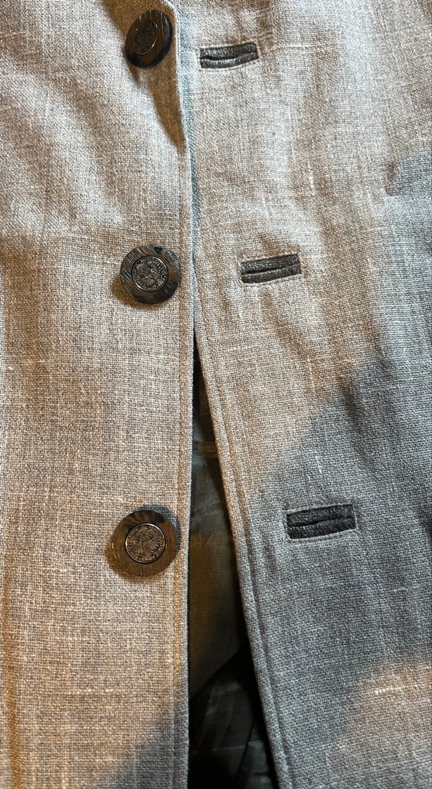 Gri Keten Düğmeli Erkek Yelek - Görsel 2