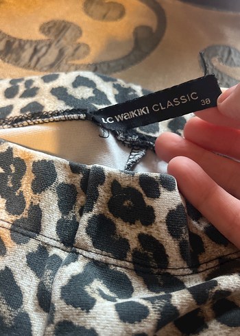 Kürk Detaylı Leopar Desenli Kadın pamuk Pantolon - Görsel 3