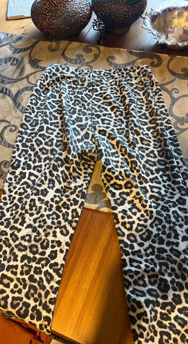 Kürk Detaylı Leopar Desenli Kadın pamuk Pantolon - Görsel 5