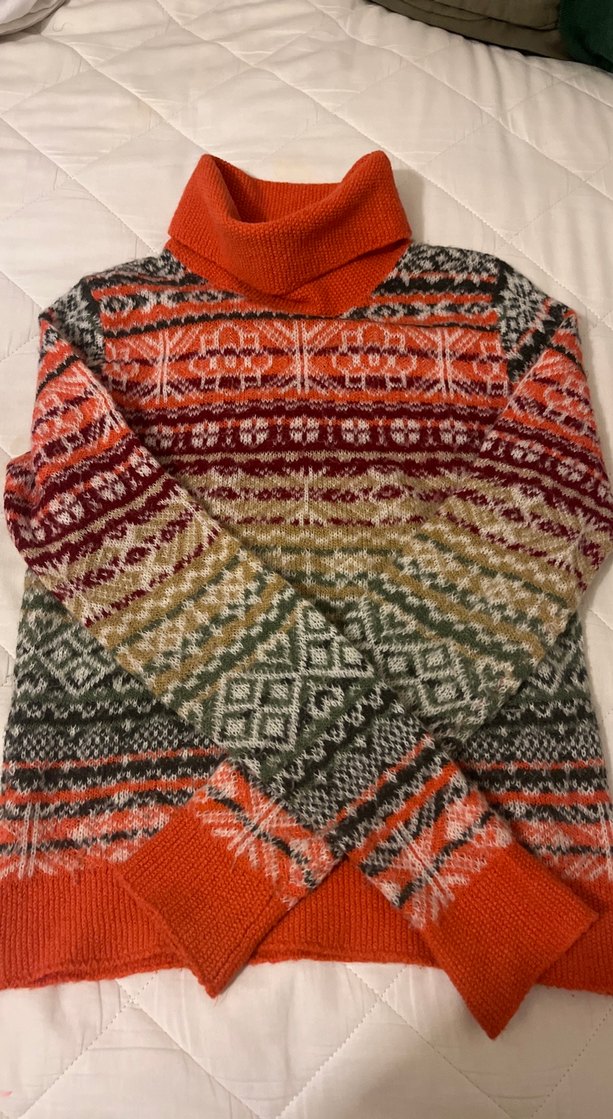 Bohem Çok Renkli Balıkçı Yaka Örgü Kadın Kazak 
Benetton - Görsel 3