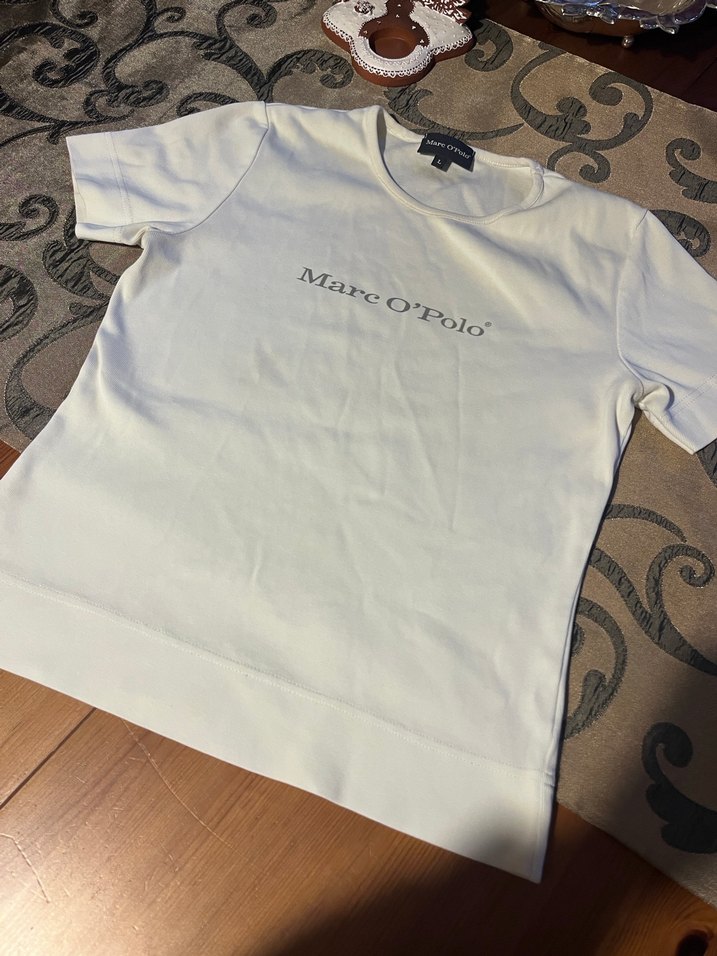 Beyaz kadın Kısa Kollu Pamuklu Tişört marco Polo - Görsel 3