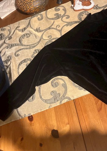 Kadın Siyah polar Uzun Kollu Bluz, Mavi Jeans - Görsel 3