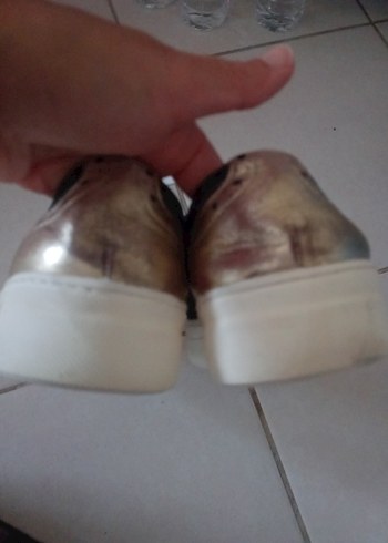 Kahverengi Parlak Platformlu Bağcıklı Kadın Sneakers Greyder