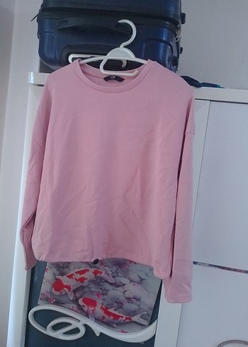 Pembe Uzun Kollu Salaş Kadın Sweatshirt