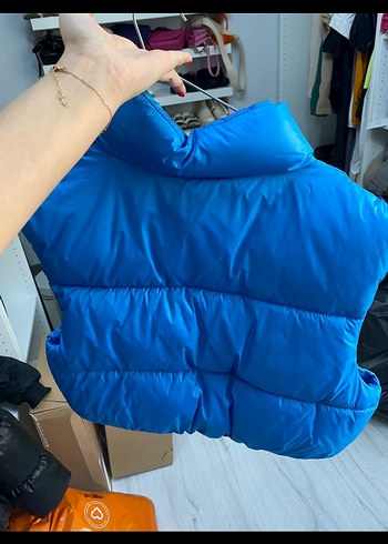 Kadın Mavi Fermuarlı Şişme Yelek - Görsel 2