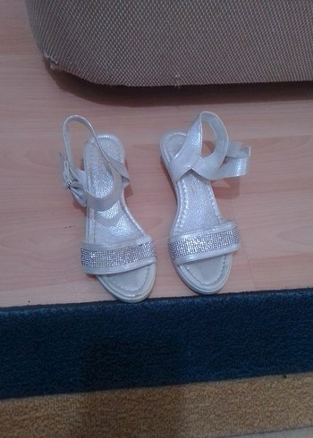 Beyaz Simli Dolgu Topuklu Kız çocuk Abiye Ayakkabı - Görsel 4