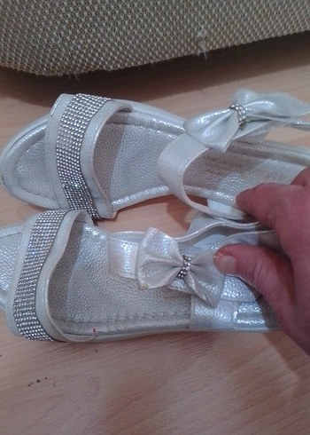 Beyaz Simli Dolgu Topuklu Kız çocuk Abiye Ayakkabı - Görsel 3