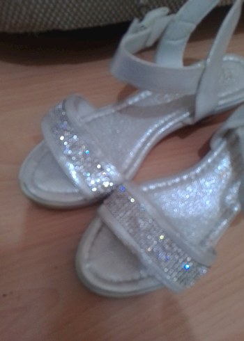 Beyaz Simli Dolgu Topuklu Kız çocuk Abiye Ayakkabı - Görsel 2