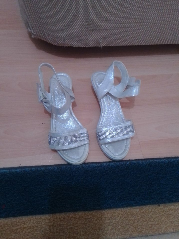 Beyaz Simli Dolgu Topuklu Kız çocuk Abiye Ayakkabı - Görsel 4