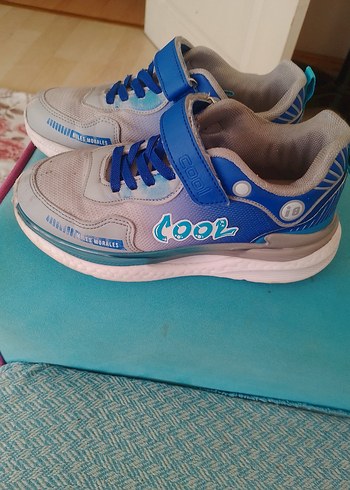 Gri Mavi Erkek Çocuk Bağcıklı voleybol ayakkabısı - Görsel 2