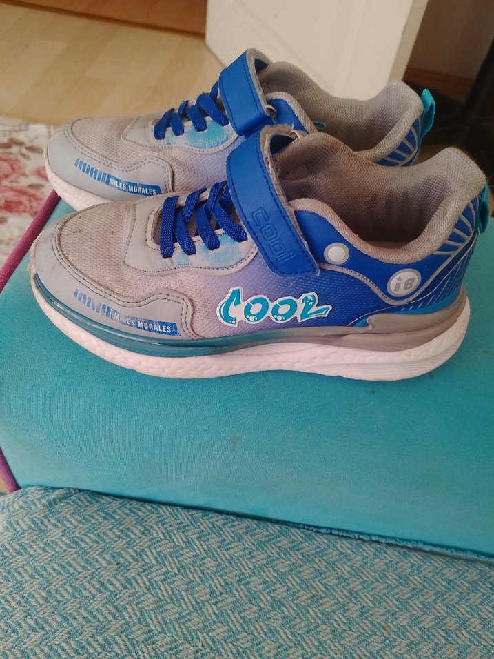 Gri Mavi Erkek Çocuk Bağcıklı voleybol ayakkabısı - Görsel 2