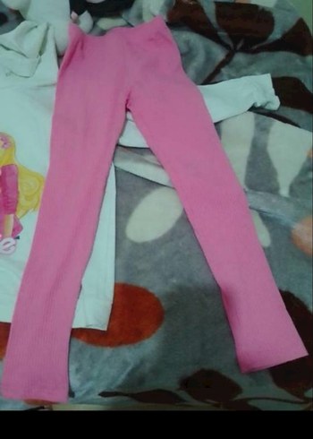 Kız Çocuk Pembe Elastik Tayt ve sweatshirt - Görsel 3