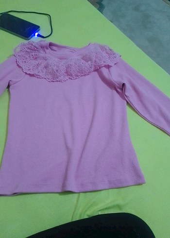 Kız Çocuk Pembe Uzun Kollu Fırfırlı Sweatshirt - Görsel 4