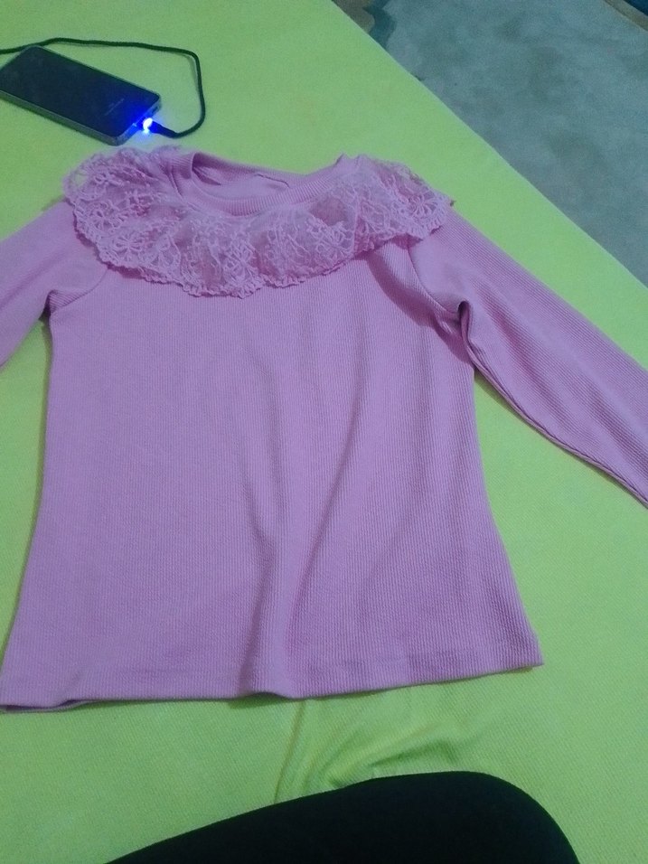 Kız Çocuk Pembe Uzun Kollu Fırfırlı Sweatshirt - Görsel 4