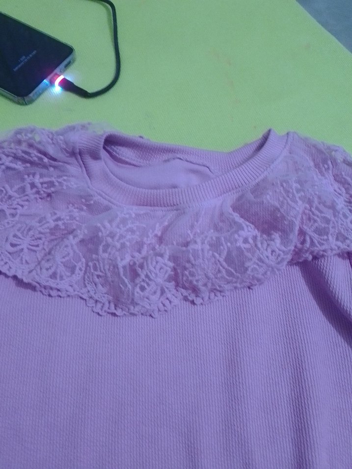 Kız Çocuk Pembe Uzun Kollu Fırfırlı Sweatshirt - Görsel 2