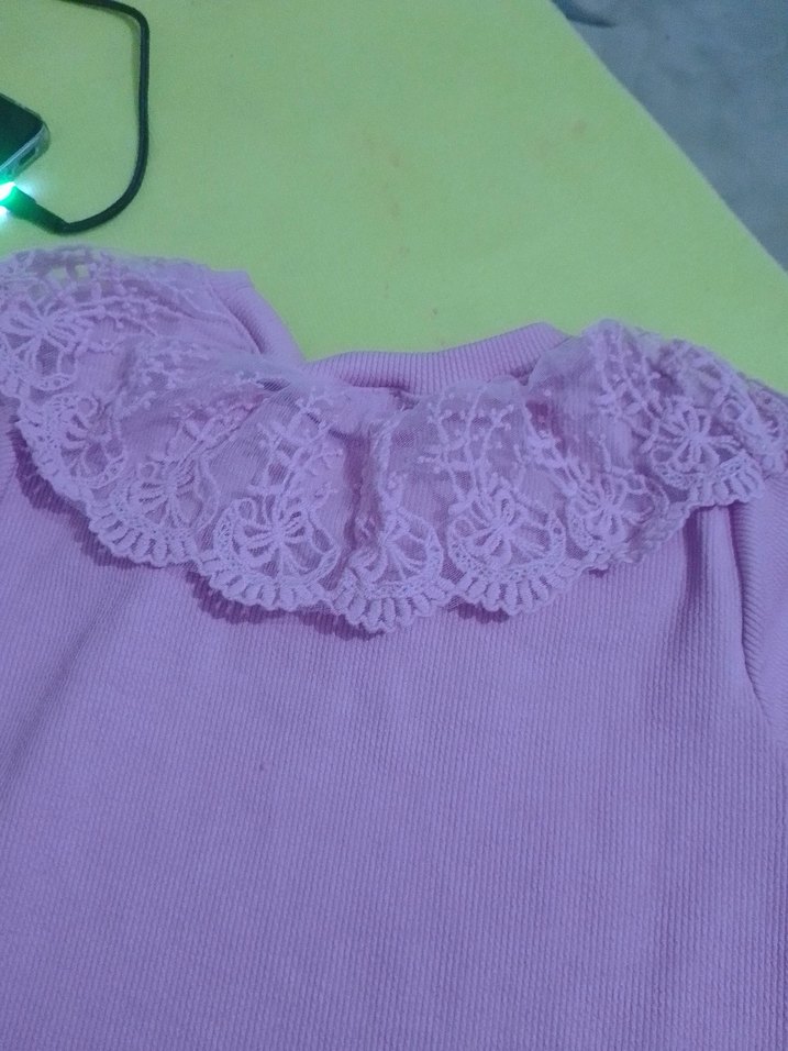 Kız Çocuk Pembe Uzun Kollu Fırfırlı Sweatshirt - Görsel 3