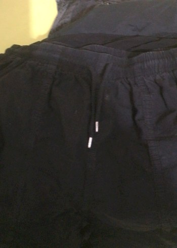 Erkek Siyah Keten Rahat Kesim Şort - Görsel 2