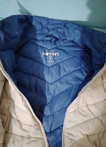 Gri içi mavi koton mont