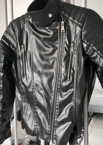 m Beden siyah Renk Kadın Siyah Deri Biker Ceket