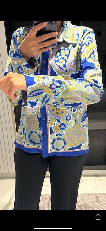 xs Beden mavi Renk Zara Saten Gömlek